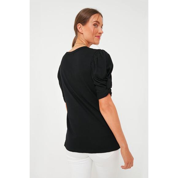 POMANDER PLACE Black Vesty Puff Short Sleeve Crewneck Size L NWT - Picture 2 of 7